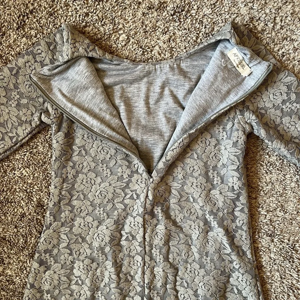 April Girl Dress Size 155 (7/8) Gray Lace